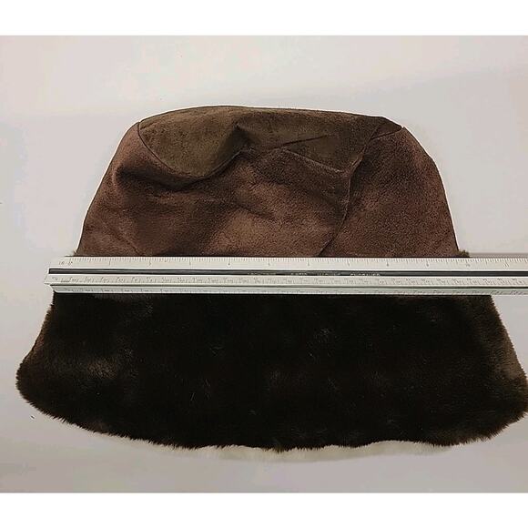 Vintage PETER BETTLEY LONDON Bucket Hat Womens Chocolate Brown Soft Faux‎ Fur